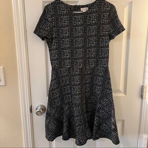 Maison Jules black plaid work dress, Sz M